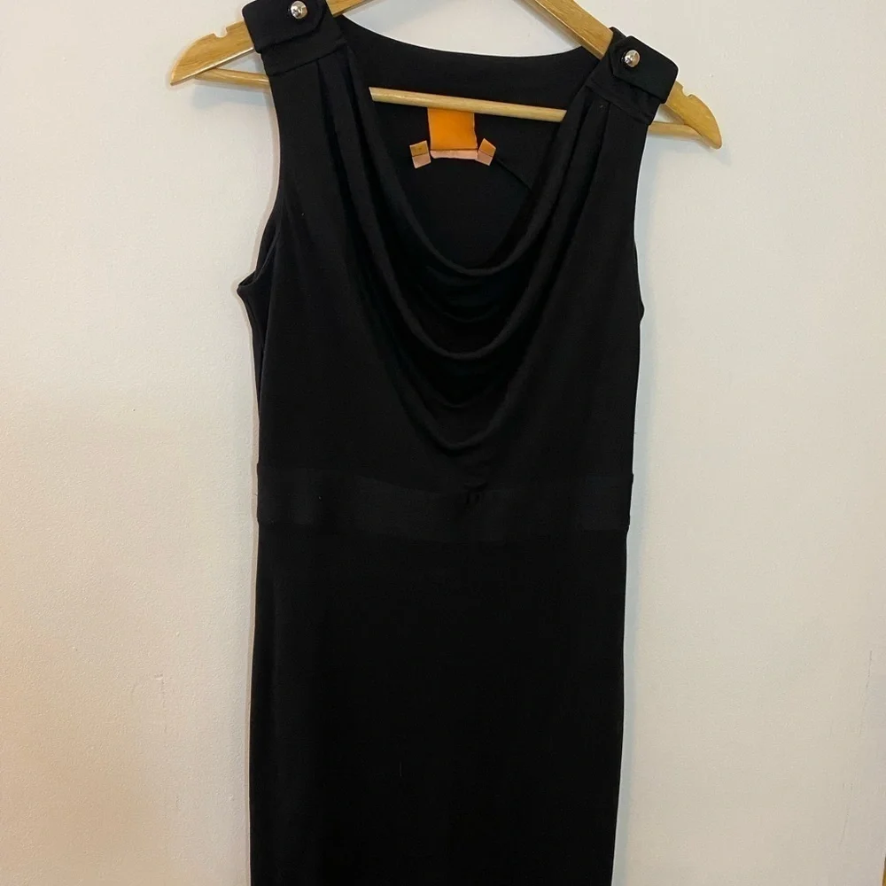 Tory Burch Cowl Front Button Shoulder Sleeveless Dress